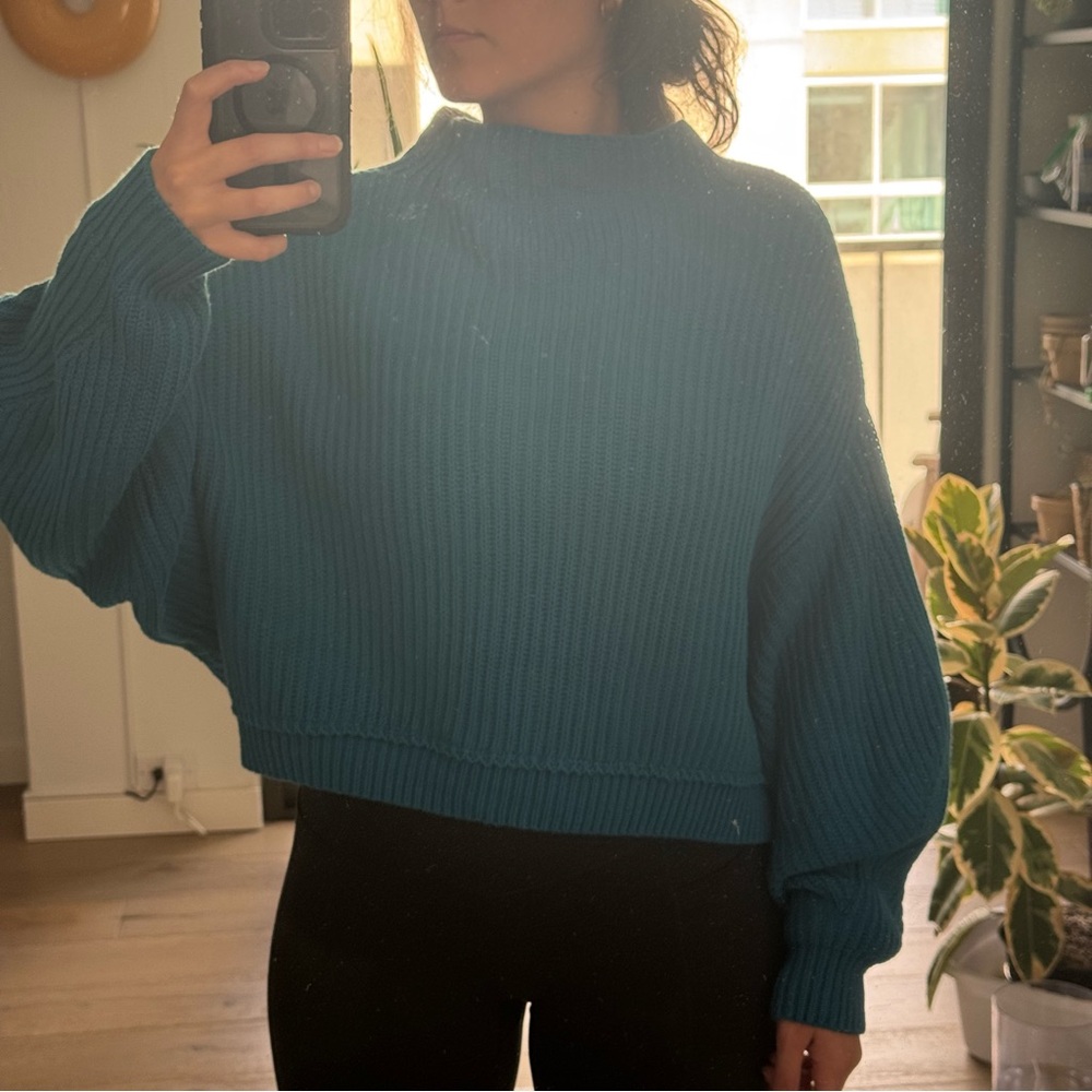 Free People Emmy Mock Neck Sweater - Turquoise